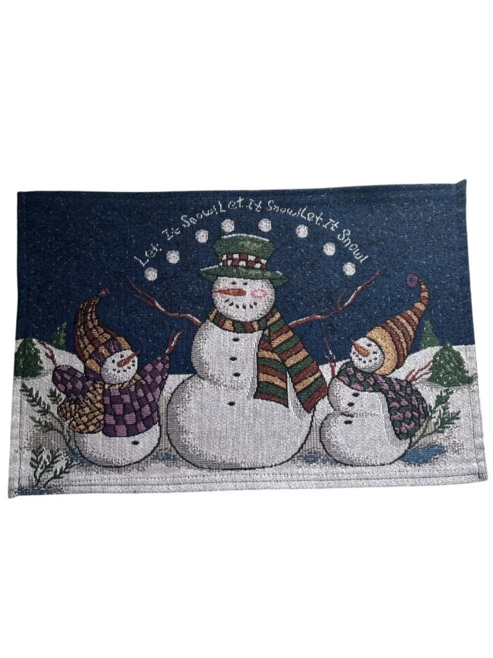 Let It Snow Snowman Tapestry Placemats Set Of 6 Winter Holiday Decor 12